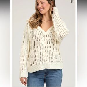 NEW Cream Open Knit Maternity Hooded Sweater
